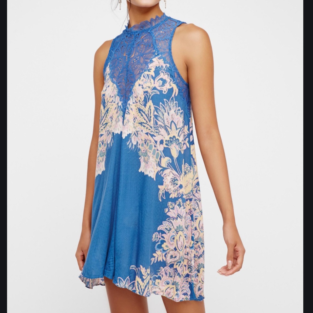 Free People Marsha Lace Slip Dress -  Blue